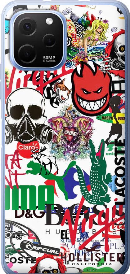 Чехол на Huawei Nova Y61 Many different logos (4022u-2983-42517)