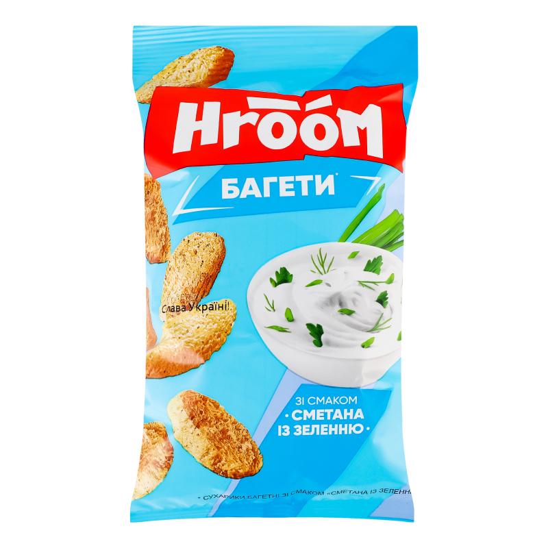 Сухарики багетні HROOM Сметана із зеленню 60 г (4820241800940)