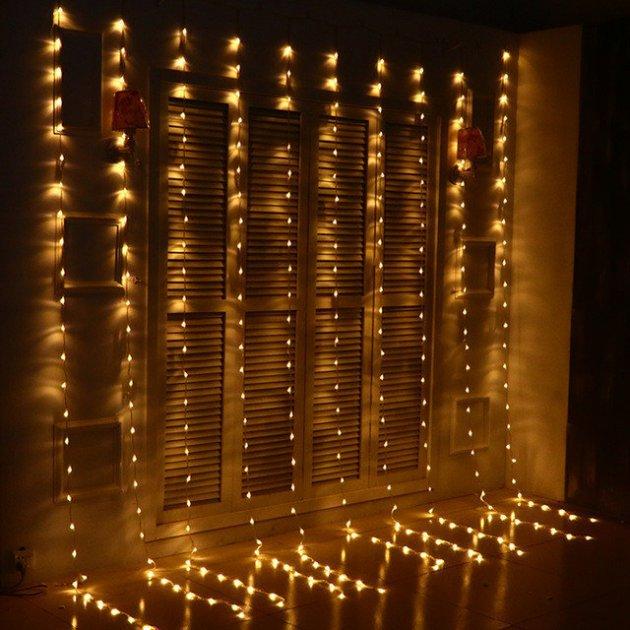 Гирлянда водопад 2,5х1,5м 240 led белый теплый (1523086637)