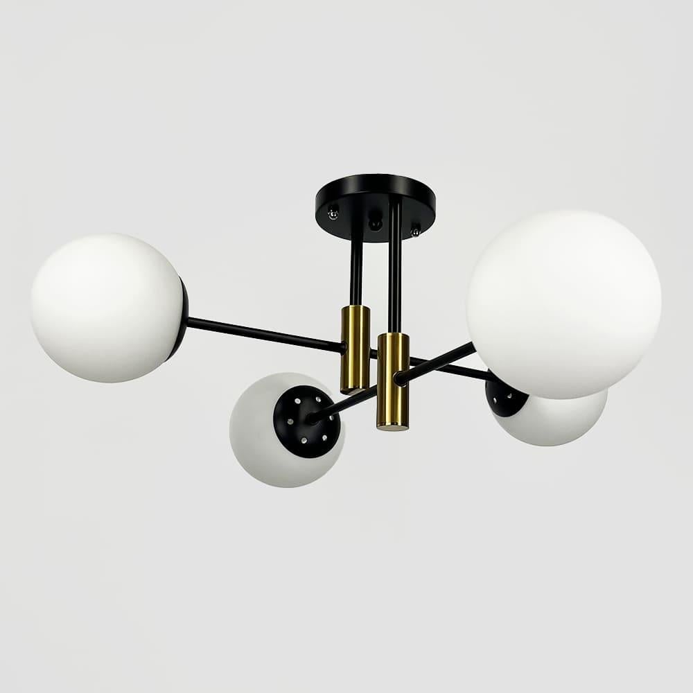 Люстра стельова молекула Light House LNF-17540/4 CP/BK/WT з латунною фурнітурою з білим плафоном Чорний