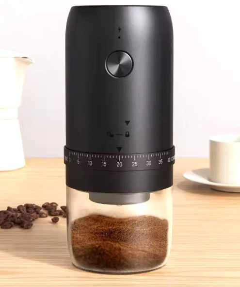 Кавомолка електрична з акумулятором/керамічними жорнами та регулюванням рівня помолу Чорний
