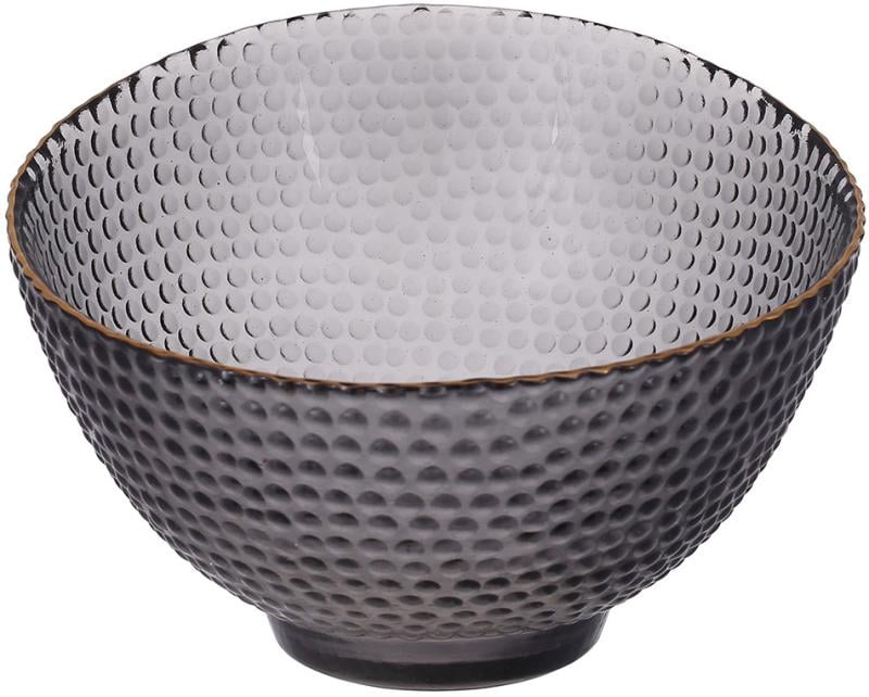 Салатник стеклянный Bauble Ø17х12 см Серо-дымчатый с золотой каймой (BD-992-087)