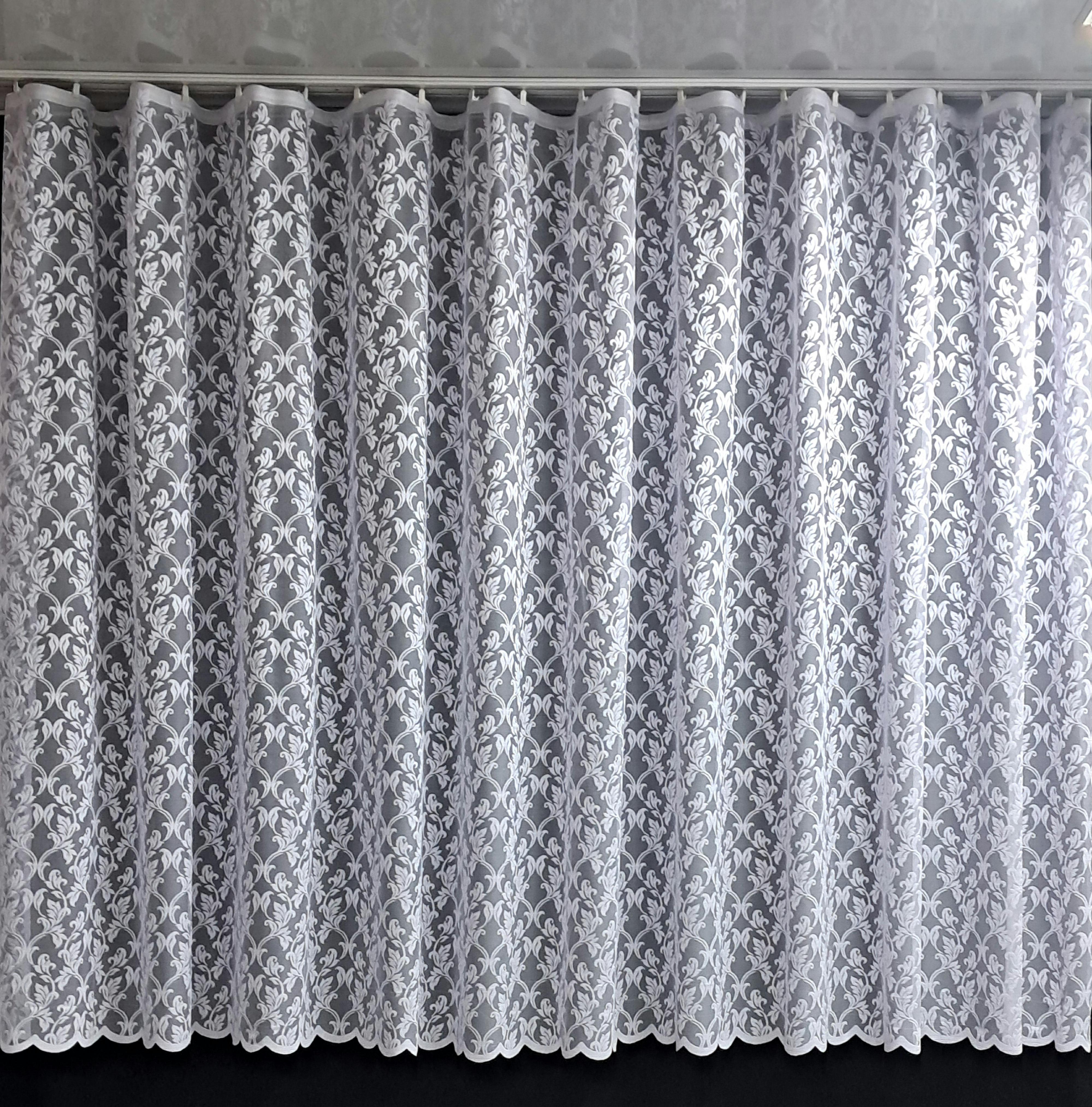 Гардина кухонная жаккардовая короткая 165х360 см Белый (1246)