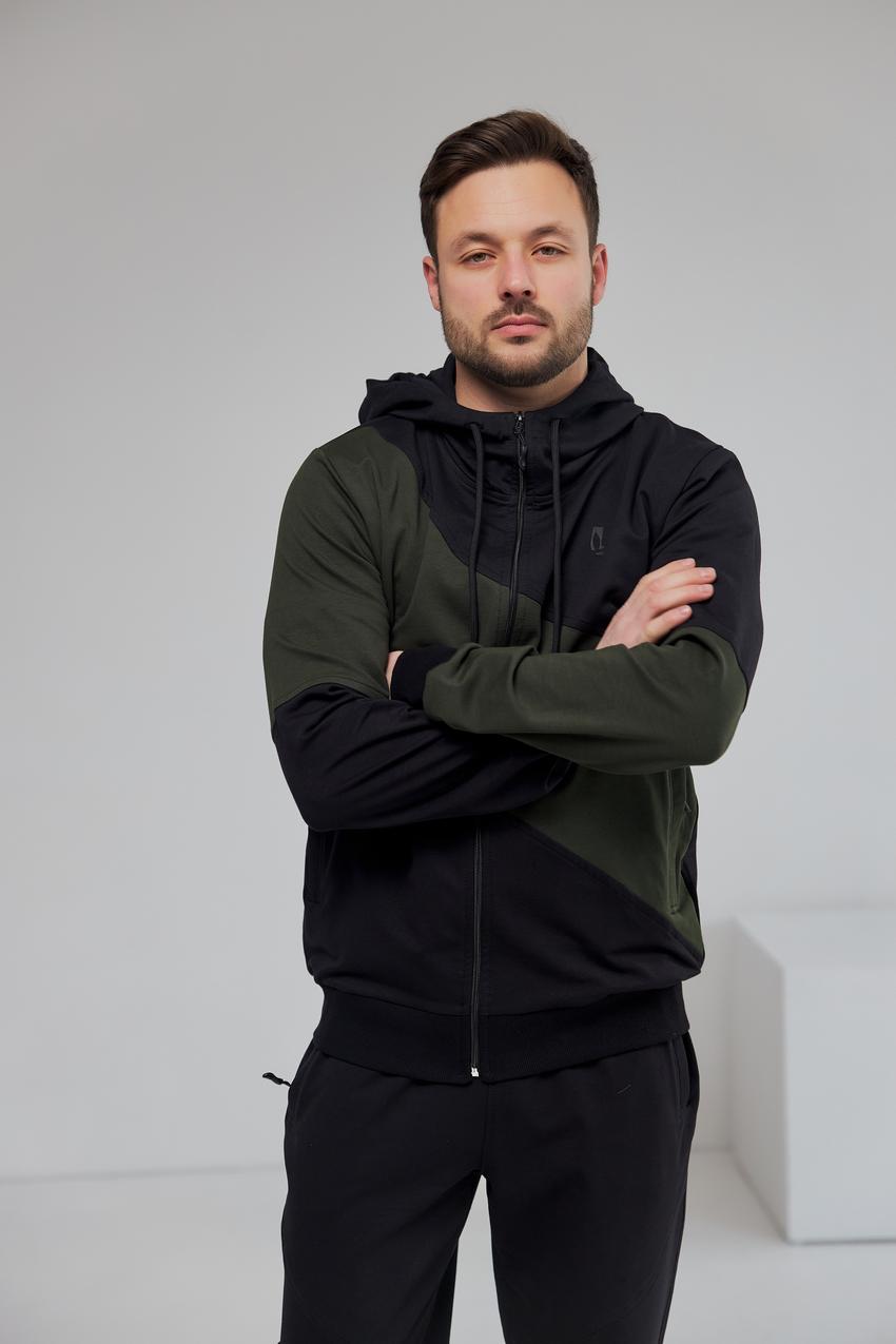 Костюм мужской спортивный М147.2 L Черный/Хаки (494-1-62) - фото 3 Костюм мужской спортивный М147.2 L Черный/Хаки (494-1-62) - фото 3