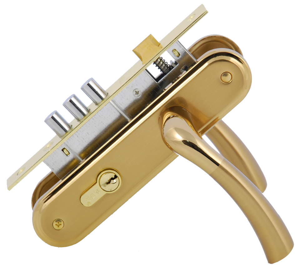 Комплект врізного замка з ручками SIBA Saros 62 мм, темне золото/матове темне золото (А34 3К21 11 SET)