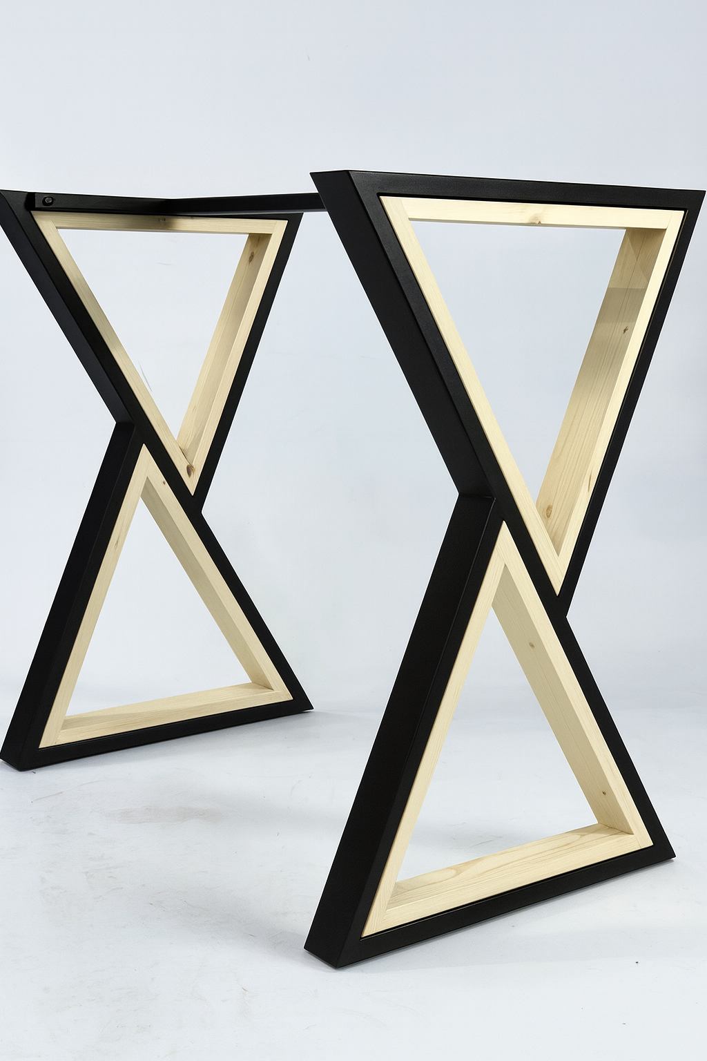 Ножки для обеденного стола с деревянными вставками 2 шт. 780х500х60 мм Черный