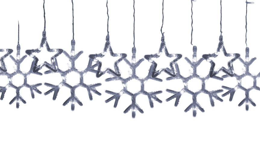 Гирлянда-штора Звезды и снежинки размер 3х0,9 м 10 фигур Белый - фото 1 Гирлянда-штора Звезды и снежинки размер 3х0,9 м 10 фигур Белый - фото 1