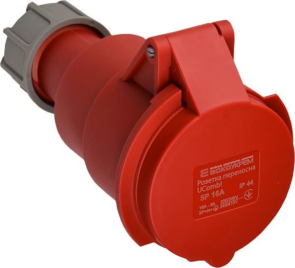Силовая розетка АСКО-УКРЕМ UCombi 3P+N+PE 16А 415 В переносная IP44 полиамид Красный (A0080010129)