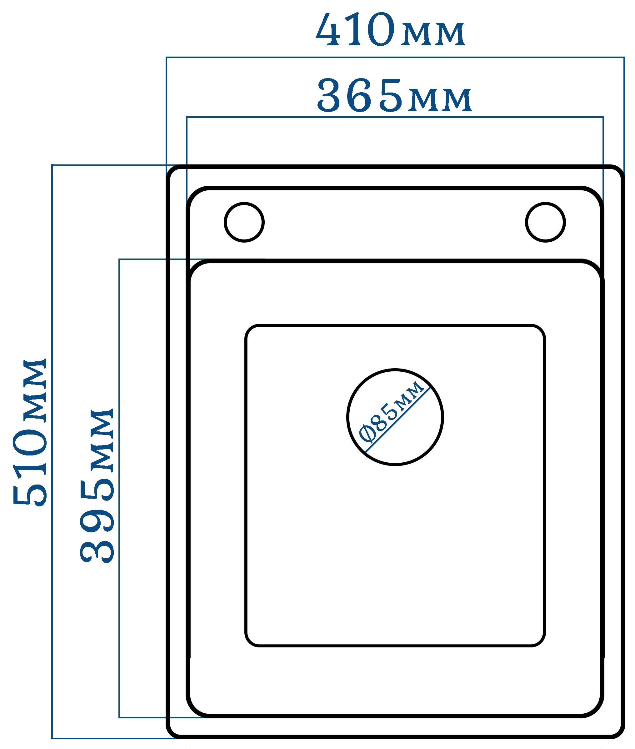 Мойка кухонная Valetti 85D 510х410 мм Черный (Valetti_85D_Anthracite) - фото 3