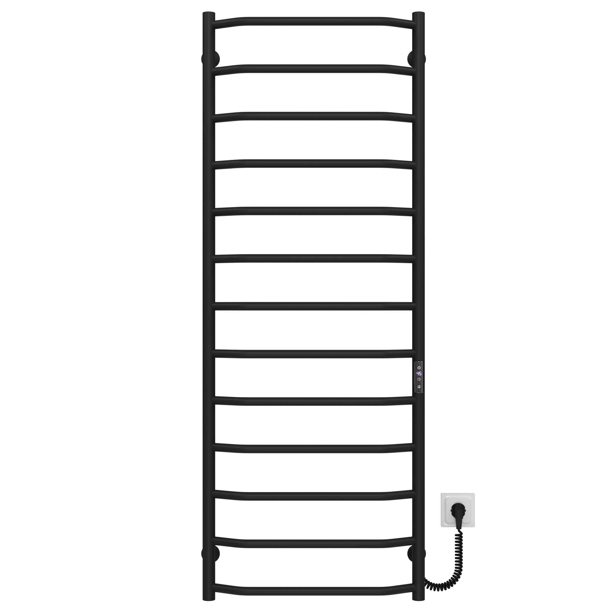 Полотенцесушитель электрический Deffi Трапеция П13 JD03 правое подключение нержавеющая сталь 500х1400 мм Черный (C.TR.140.50.13.E.B.R.1)