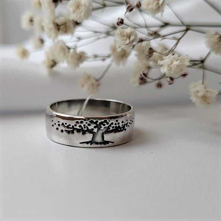 Каблучка без каміння дерево чорнене срібло 925 проби 4,80 г р. 19 (1920к)