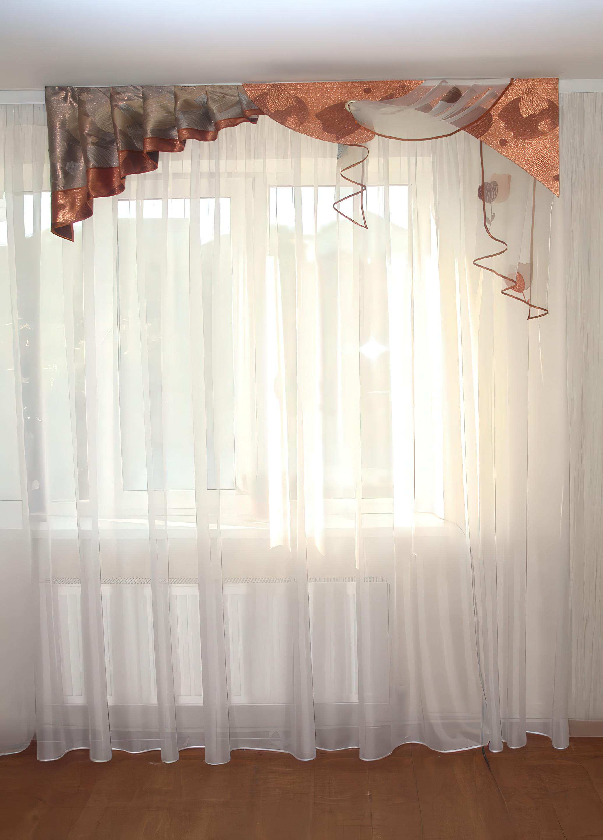 Ламбрекен жесткий Firanka Люкс 2 м Серо-оранжевый (4_3ж) - фото 1