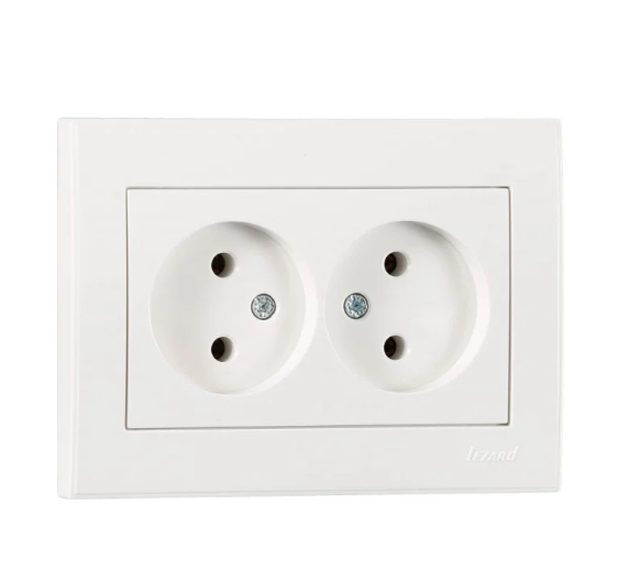 Розетка подвійна Lezard Rain без заземлення Білий (26500661)