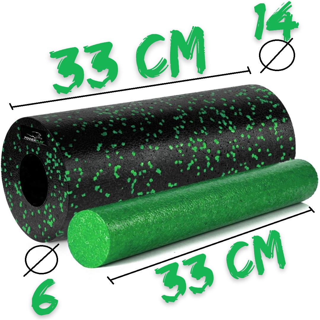 Ролик масажний гладкий PowerPlay PP-4348 2in1 EPP Foam Roller 33x14 см Чорний/Зелений (A-013242) - фото 9