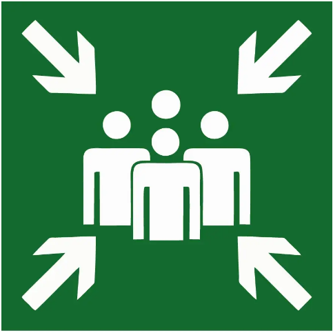 Знак эвакуации место сбора здесь Зеленый/Белый (д-8063)