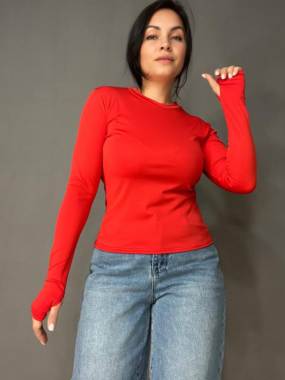 Лонгслив женский Ariadna 5134 лонгслив рукав на палец круглое горло микродайвинг OS Красный (3508) - фото 8 Лонгслив женский Ariadna 5134 лонгслив рукав на палец круглое горло микродайвинг OS Красный (3508) - фото 8
