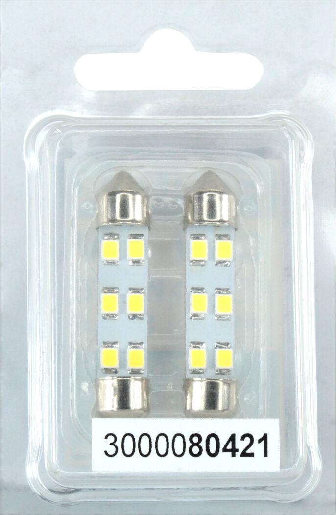 Лампочка FUTURA 2-х цокольная LED T11 C8W SMD 6 диодов 24 V-0,7 Вт SV8.5-8 41 мм 2 шт. Белый (80421)