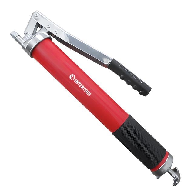 Шприц для змащування двоплунжерний Intertool 800 см³ з гнучким шлангом (AT-3061)