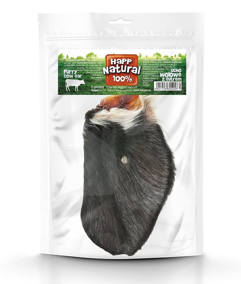 Вухо яловиче з хутром сушене Happet Natural 100% натуральні ласощі для собак 1 шт. (HN27 5907708645258)