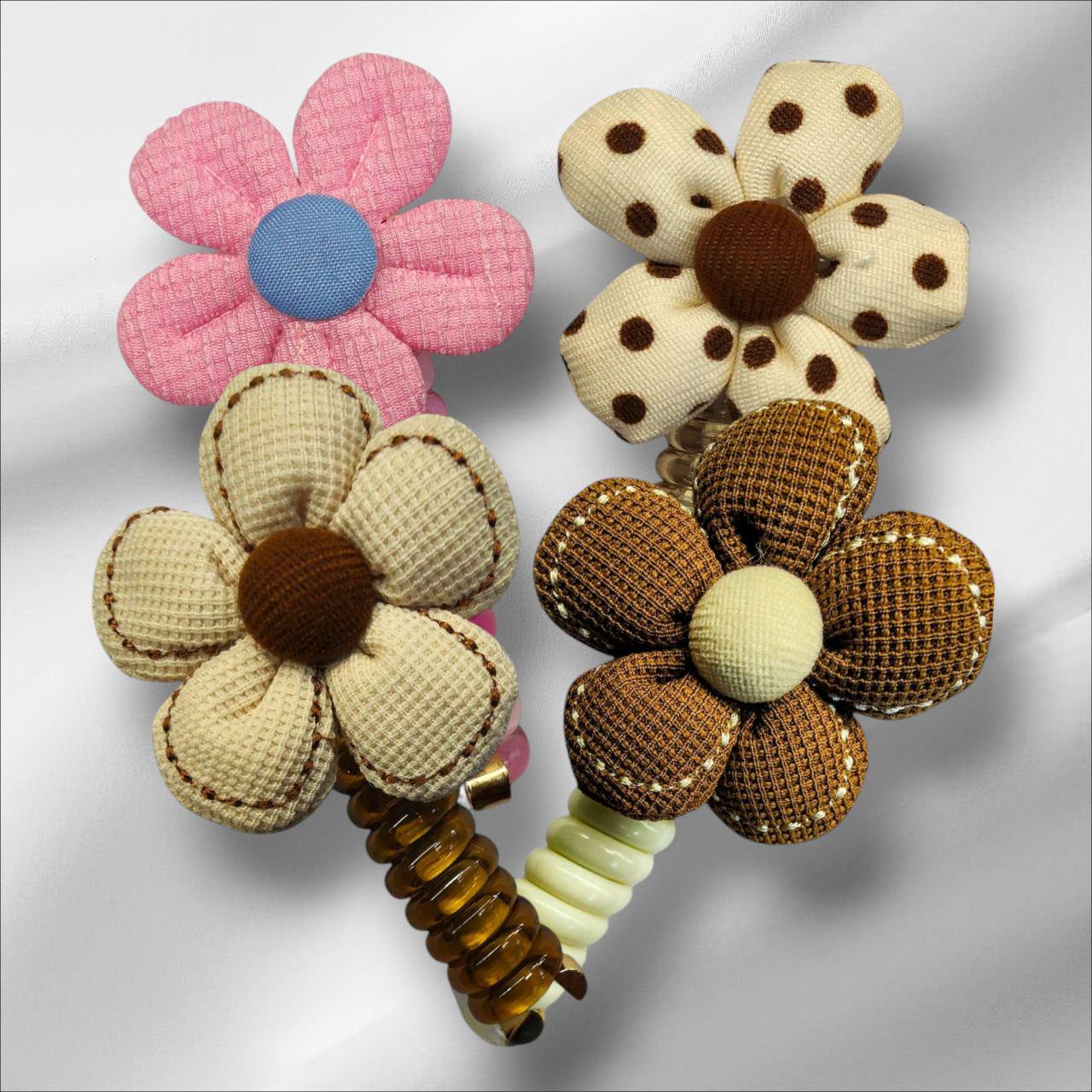 Резинка-пружинка для девочек цветочки 4 шт. (00-0568)