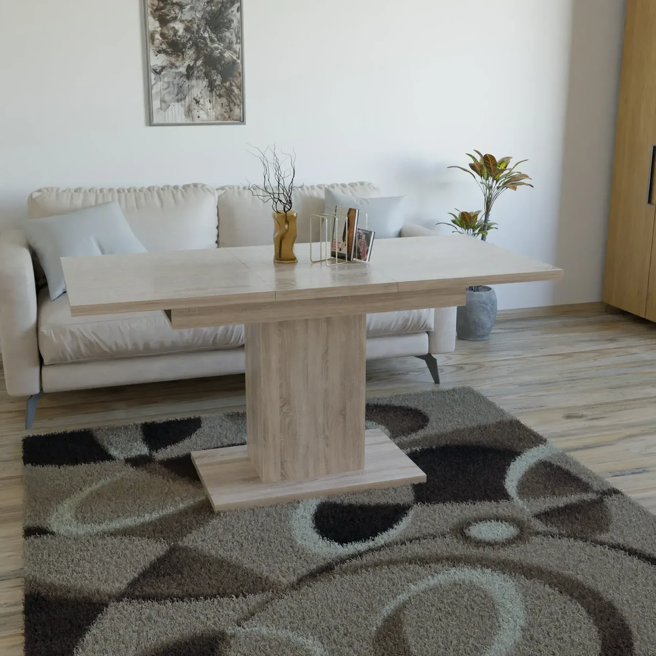 Обідній стіл Neman Greys розсувний 150/110х675х750 см Дуб сонома (27451359) - фото 4 Обідній стіл Neman Greys розсувний 150/110х675х750 см Дуб сонома (27451359) - фото 4