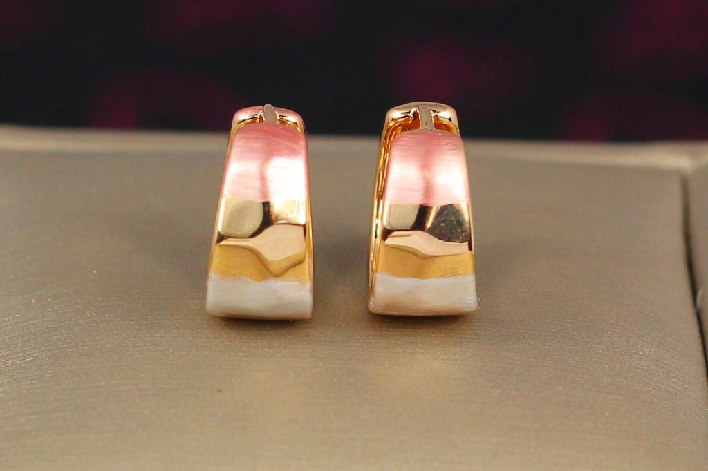 Серьги Xuping Jewelry широкие граненные колечки радуга 1,5 см Золотистый