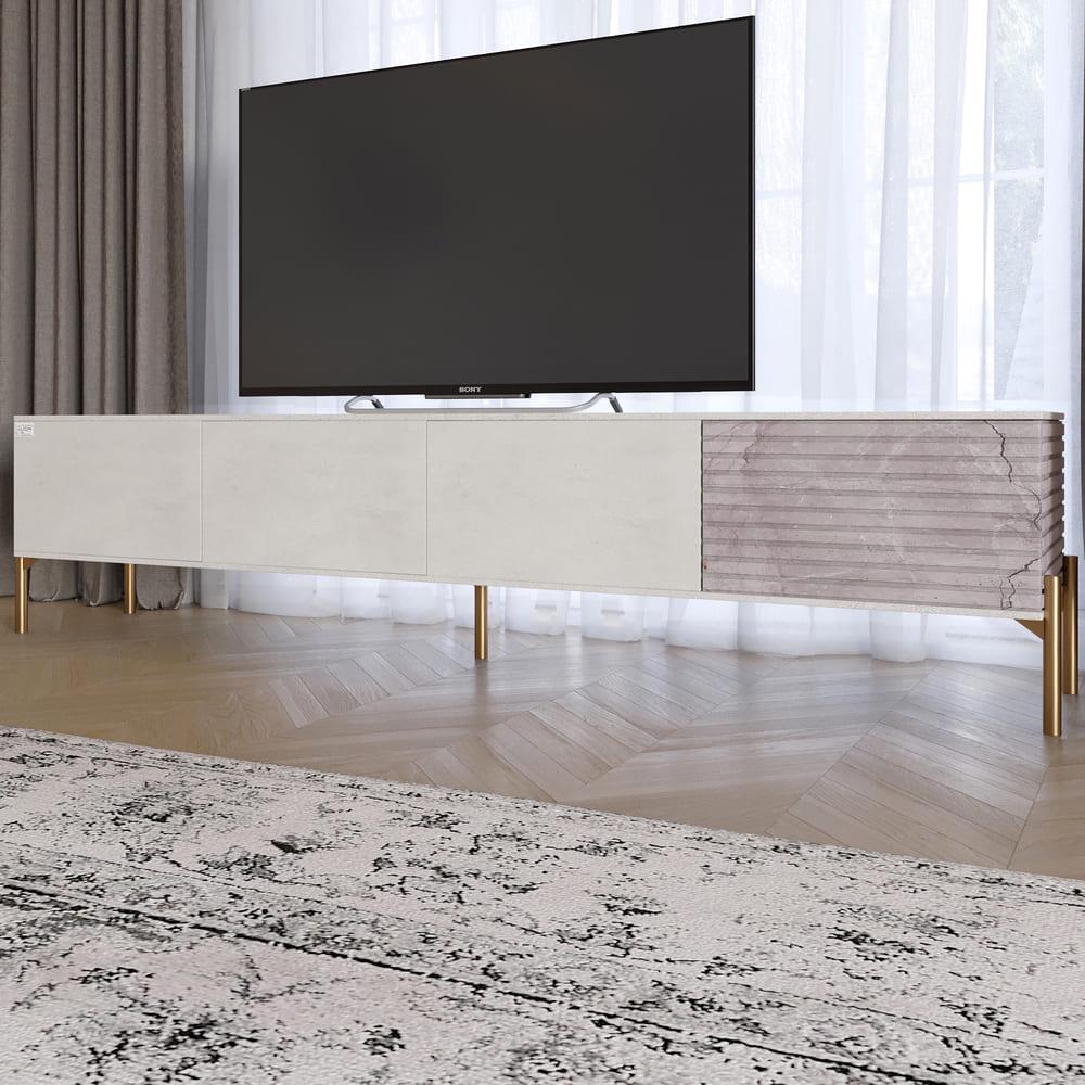 Тумба под телевизор Lion Грей на золотых металлических ножках Бетон Style/Камень (000-000-2497)