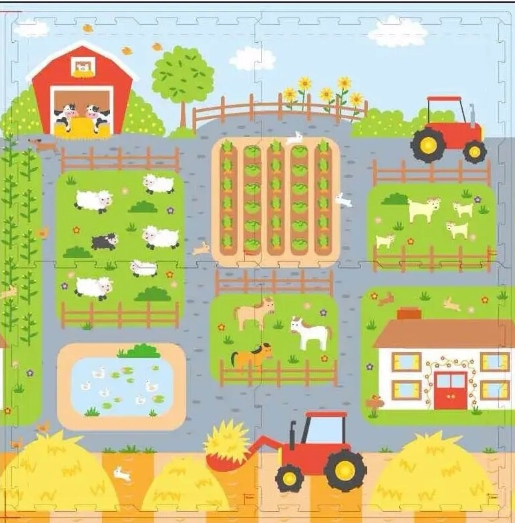 Коврик-мат M 5712-1F Ферма 120х120 см (28948699)