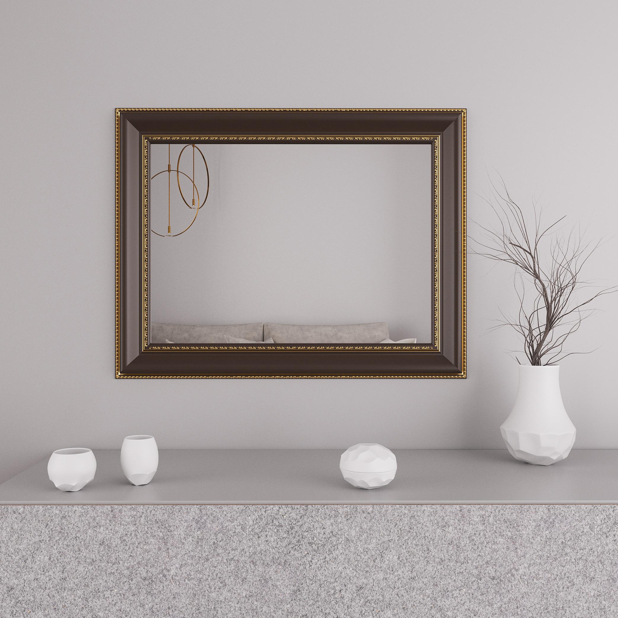 Зеркало прямоугольное Black Mirror на стену 66х86 Коричневый (8731-19)