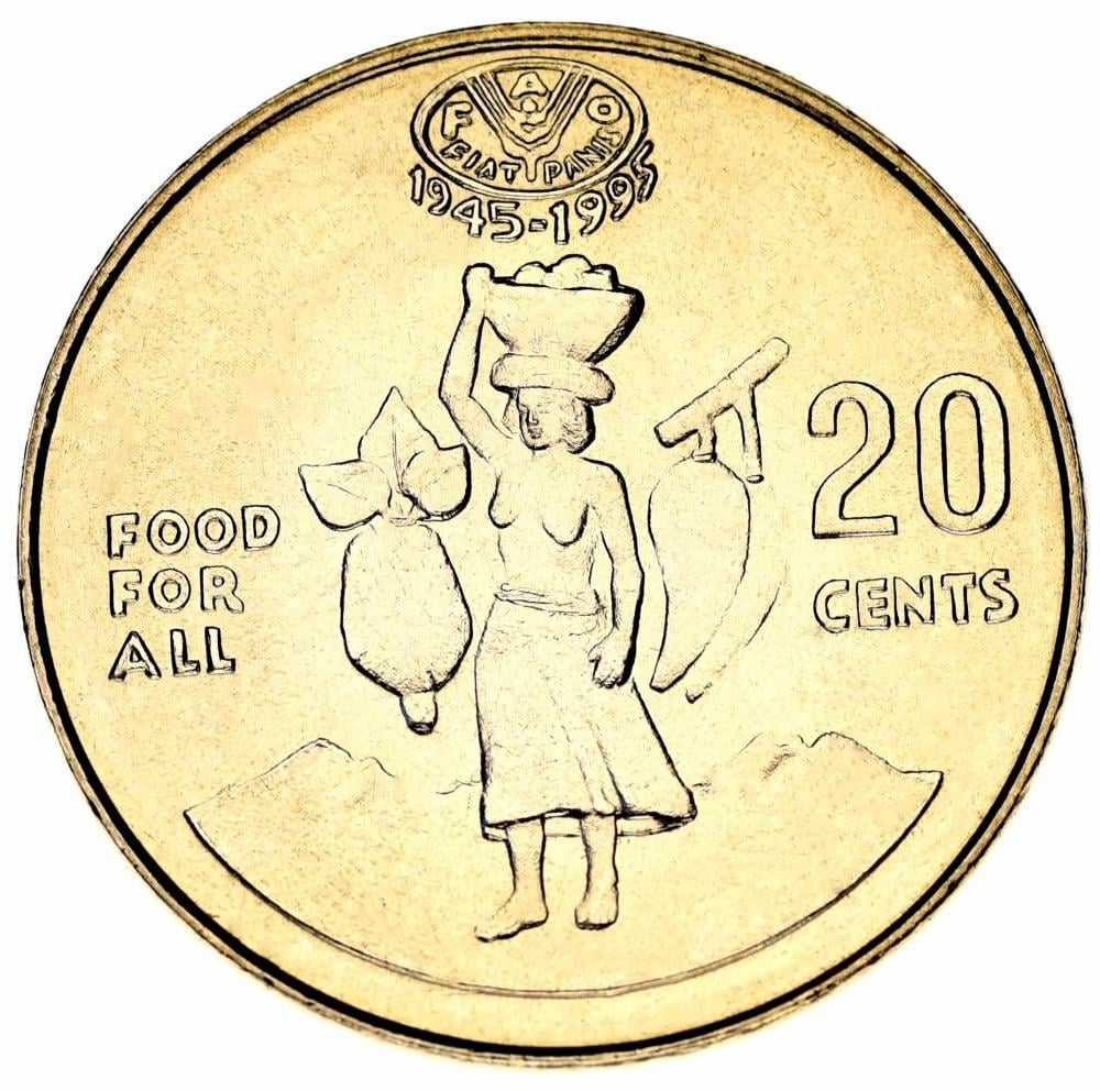 Коллекционная монета Соломоновые острова 20 центов 1995 UNC FAO ФАО (KM#82)