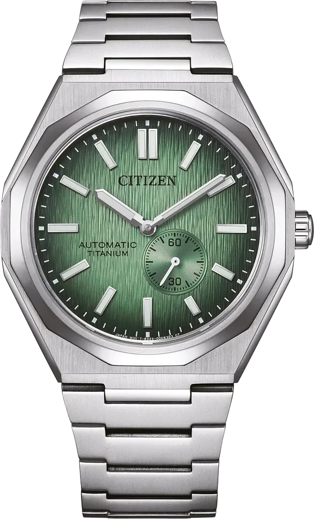 Наручные часы мужские Citizen NK5020-58X Super Titanium Zenshin 60 механические с сапфировым стеклом/зеленым циферблатом и водозащитой 100 м