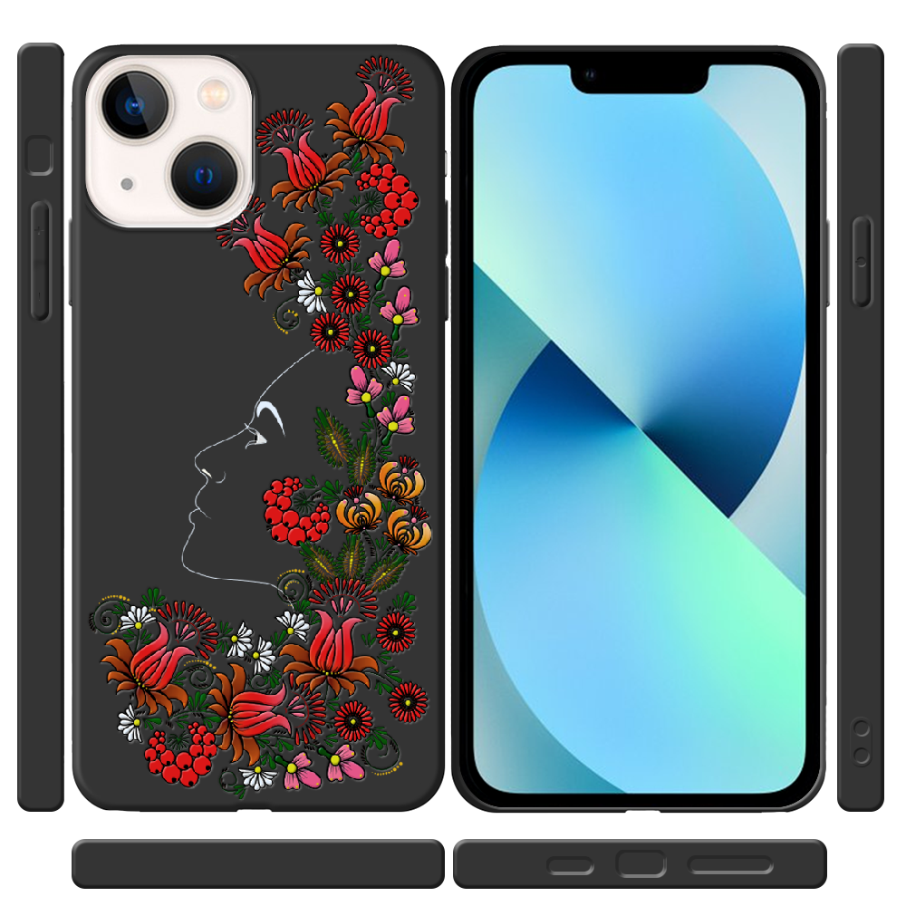 Чехол BoxFace iPhone 13 3D Ukrainian Muse Черный силикон (43370-bk64-43446) - фото 2