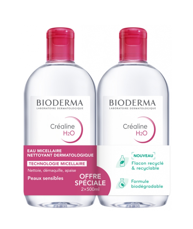 Набор мицеллярной воды для снятия макияжа BIODERMA Crealine H2O 5 Успокаивающая для чувствительной кожи 2 шт./500 мл (25105437)