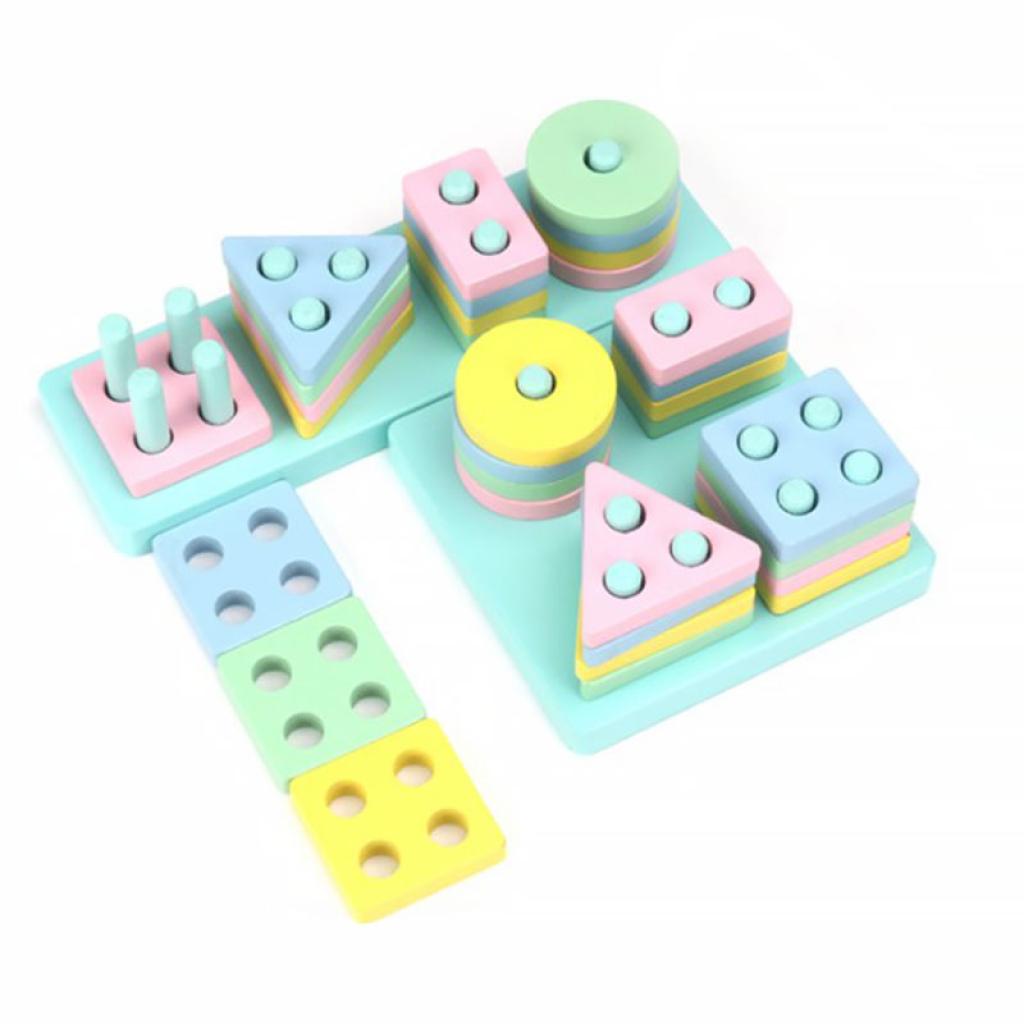 Дерев'яна іграшка Lesko Blocks Square + Rectangle для дітей (DL-004) - фото 2