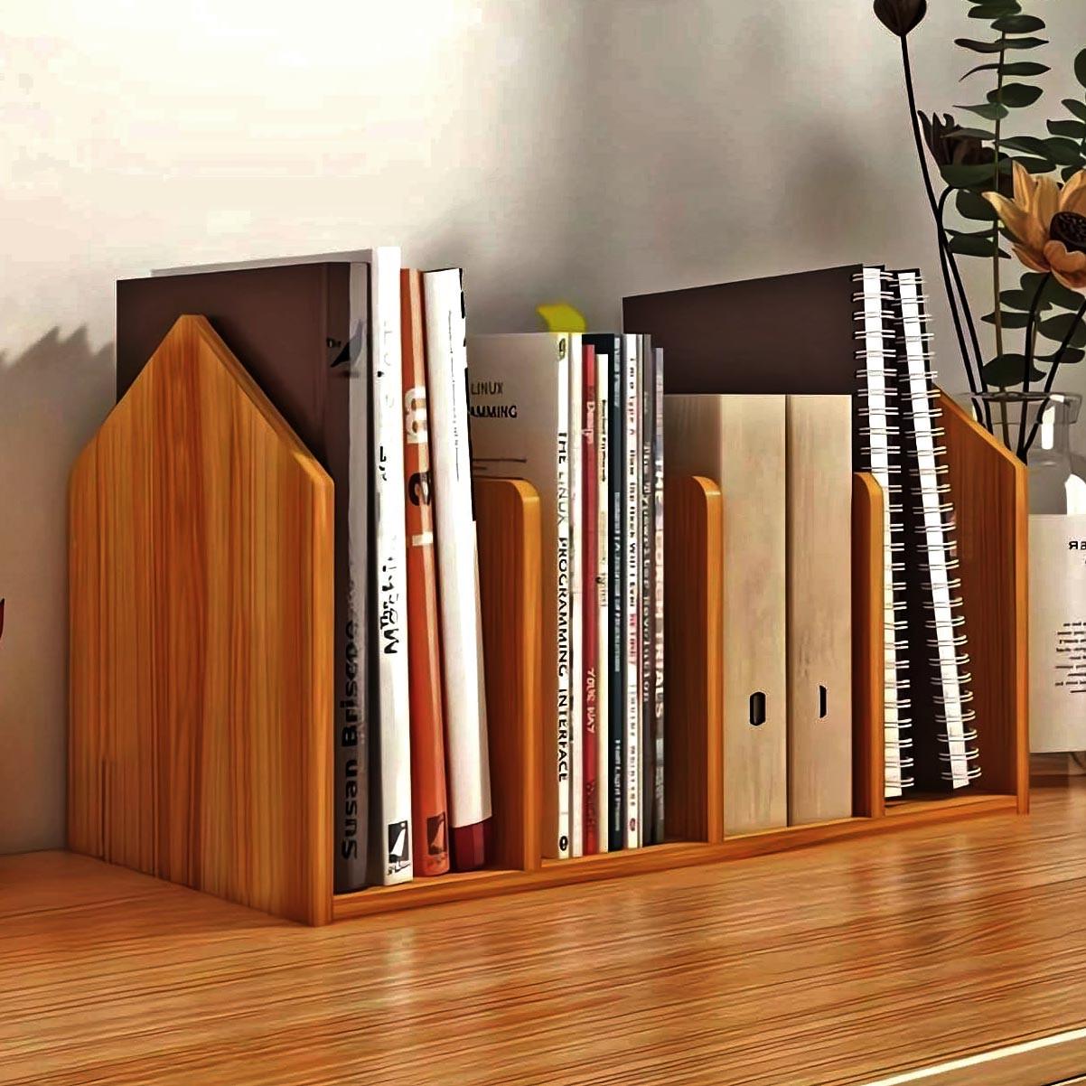 Полка книжная настольная из дерева Иларета Охра (КПА-014904)