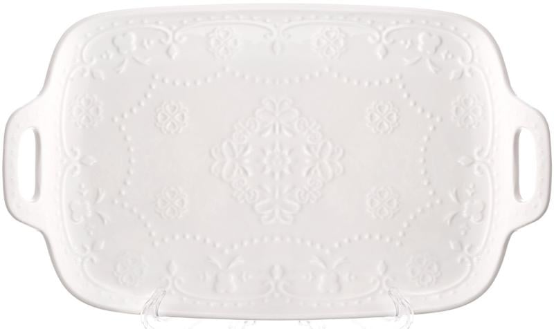 Сервировочные фарфоровые блюда с ручками 2 шт. Белый