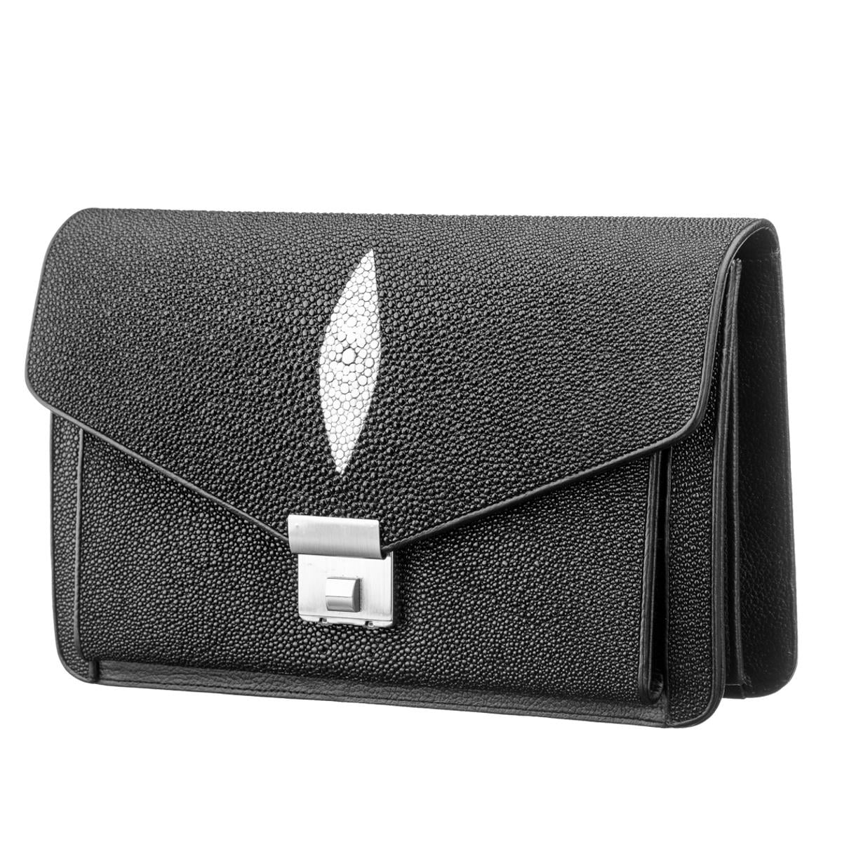 Барсетка женская Stingray leather 18292 из натуральной кожи морского ската Черный