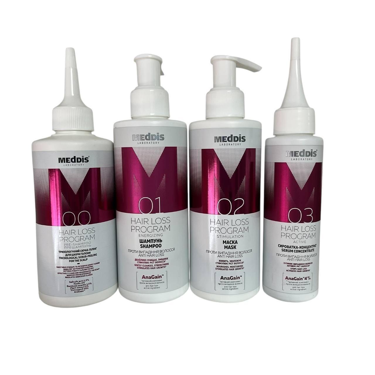 Набір проти випадіння волосся Meddis Hair Loss Program шампунь/сироватка/скраб/маска