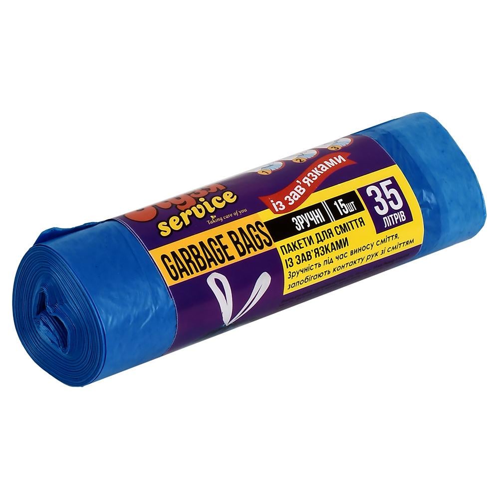Мусорные пакеты с затяжками 35 л 15 шт. (KS-1017) Мусорные пакеты с затяжками 35 л 15 шт. (KS-1017)
