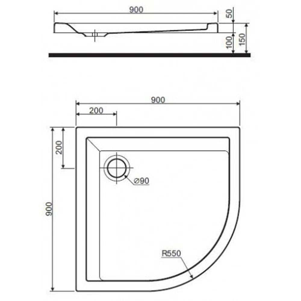 Піддон для душу Kolo Pacyfik XBN0790000 акриловий напівкруглий 90x90x15 см (88439) - фото 2