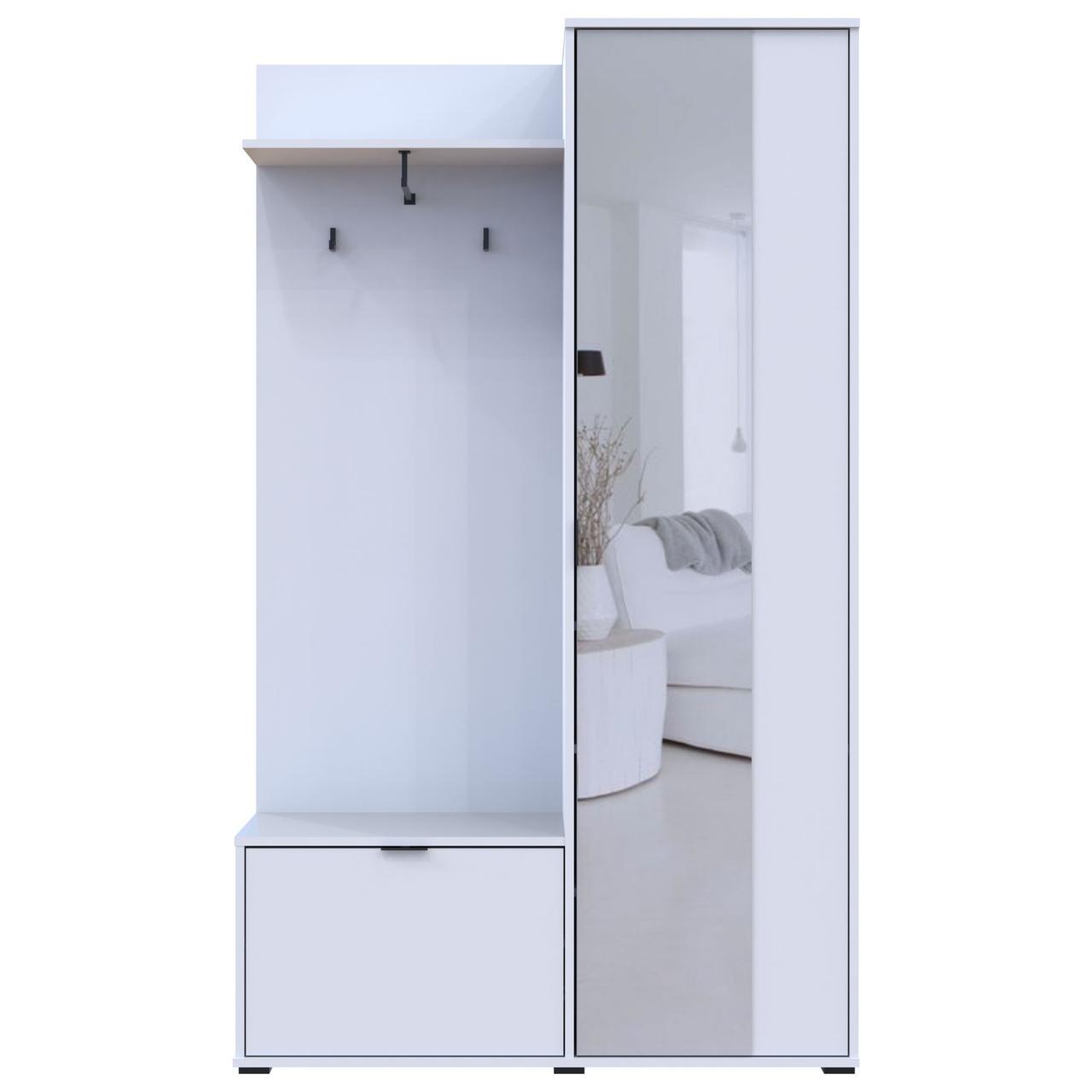 Прихожая с зеркалом Doros Дора 113,5х40х192 см Белый (DRS-011405) - фото 3 Прихожая с зеркалом Doros Дора 113,5х40х192 см Белый (DRS-011405) - фото 3