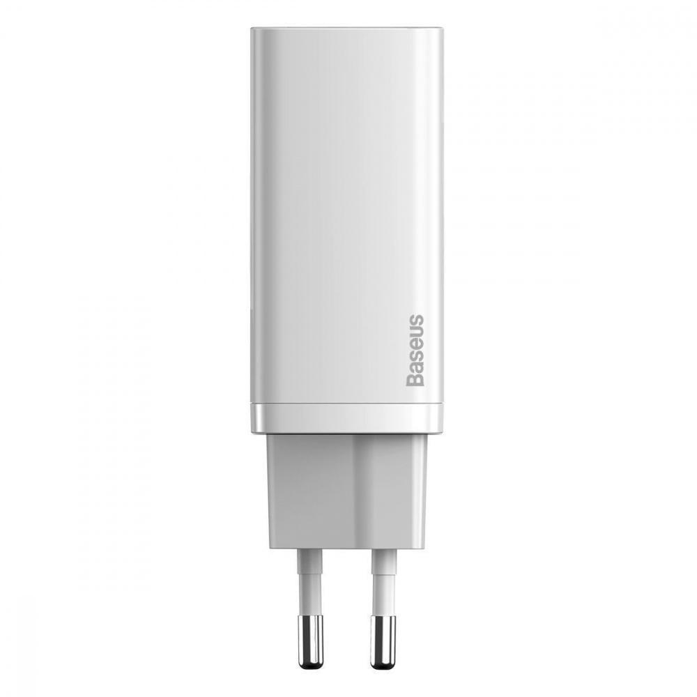 Зарядное устройство сетевое BASEUS GaN2 Lite Quick Charger 65W 1Type-C/1USB Белый (32679 white) - фото 1