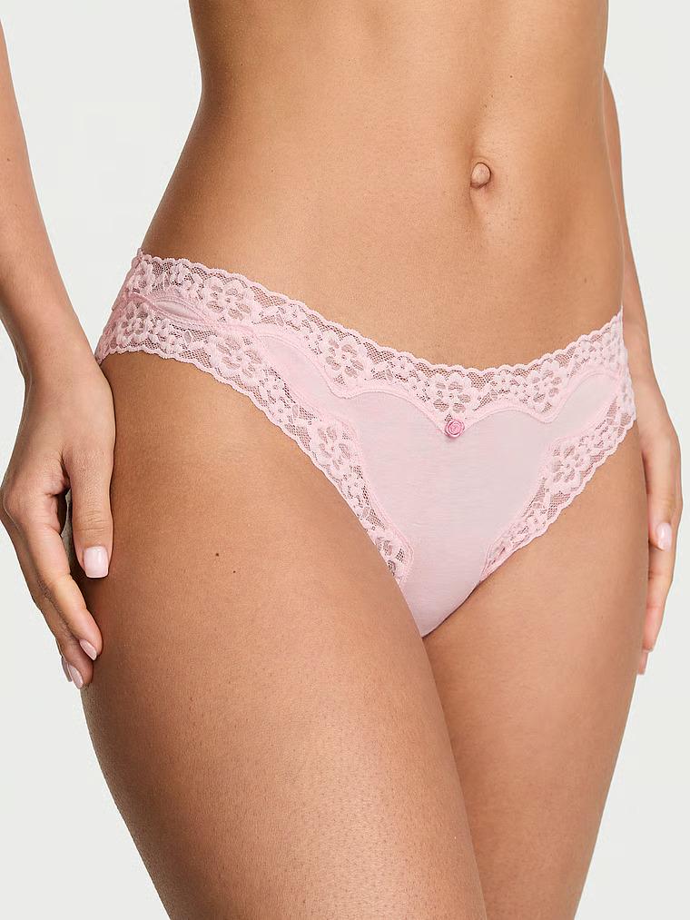 Трусики Victoria's Secret Cotton Lace-Waist Bikini Panty S Розовый (27271827) Трусики Victoria's Secret Cotton Lace-Waist Bikini Panty S Розовый (27271827)