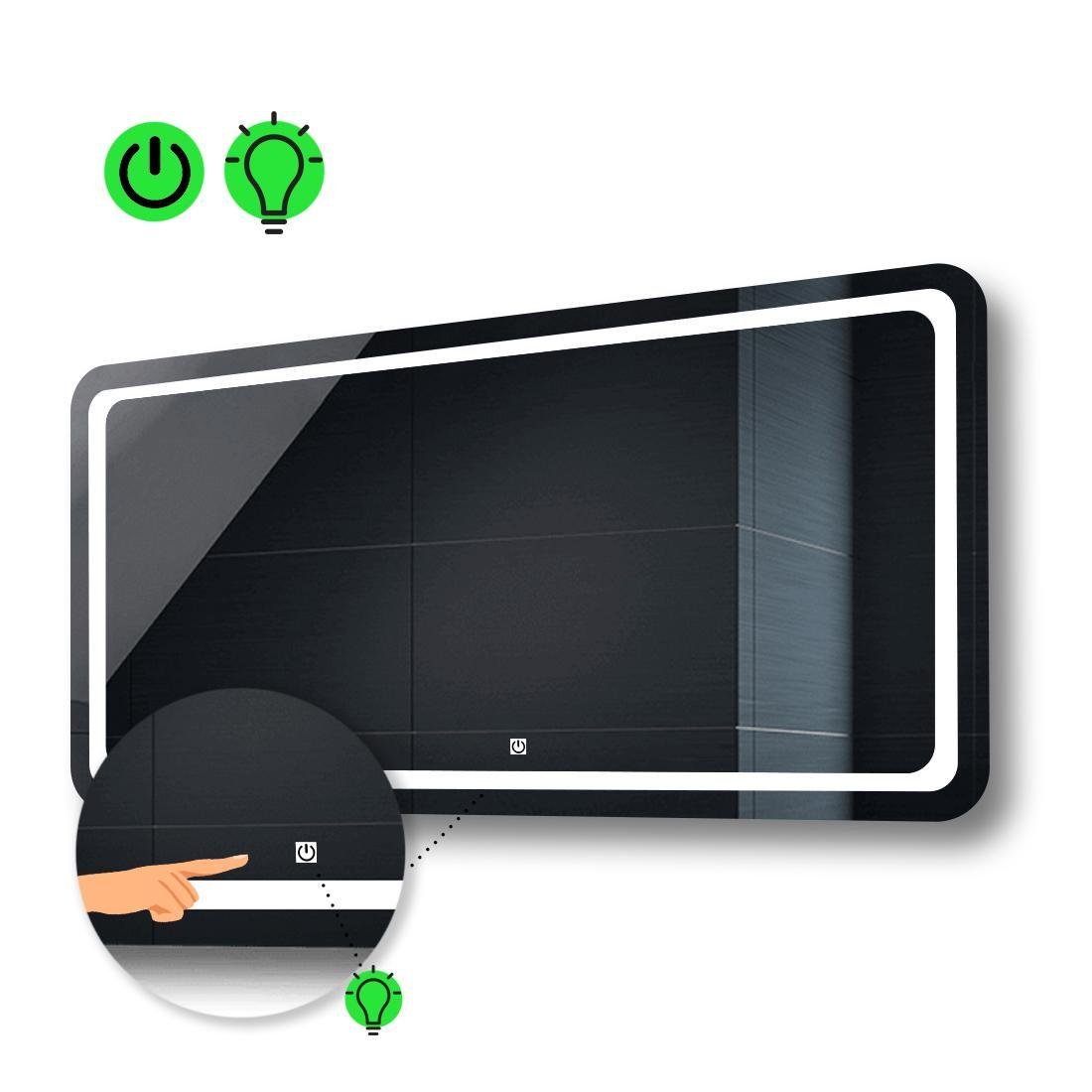 Зеркало с LED подсветкой Anvi с сенсорной кнопкой управления 90x80 см (Anvig98)