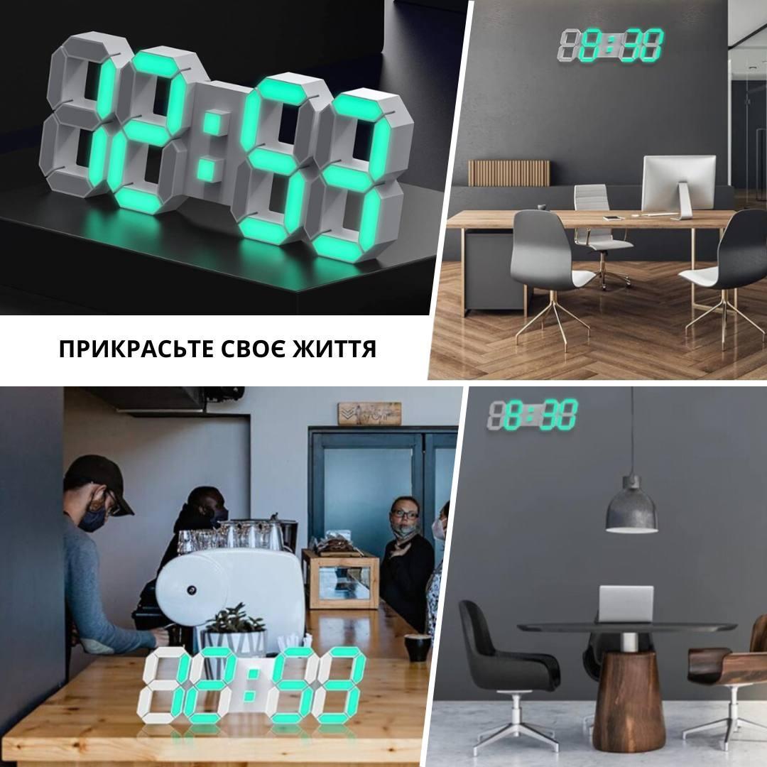 Часы настольные электронные 3D Bodasan с будильником термометром зеленая подсветка Белый (HJ3D) - фото 6 Часы настольные электронные 3D Bodasan с будильником термометром зеленая подсветка Белый (HJ3D) - фото 6