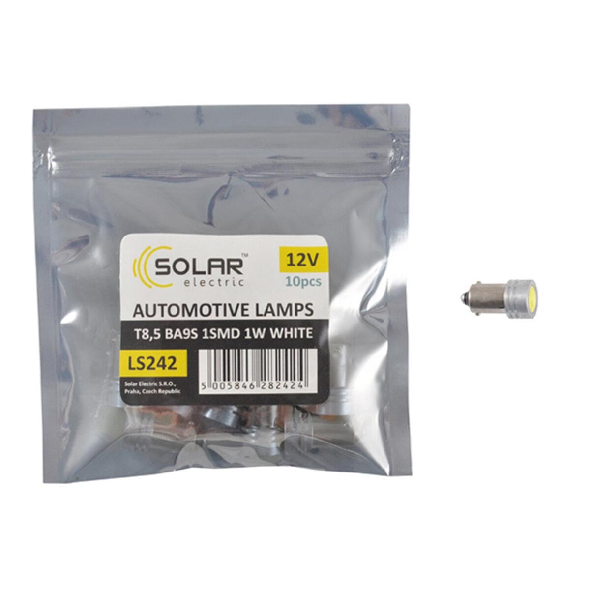 Автолампа Solar LED 12V T8.5 BA9s 1SMD 1W 10 шт. White Автолампа Solar LED 12V T8.5 BA9s 1SMD 1W 10 шт. White