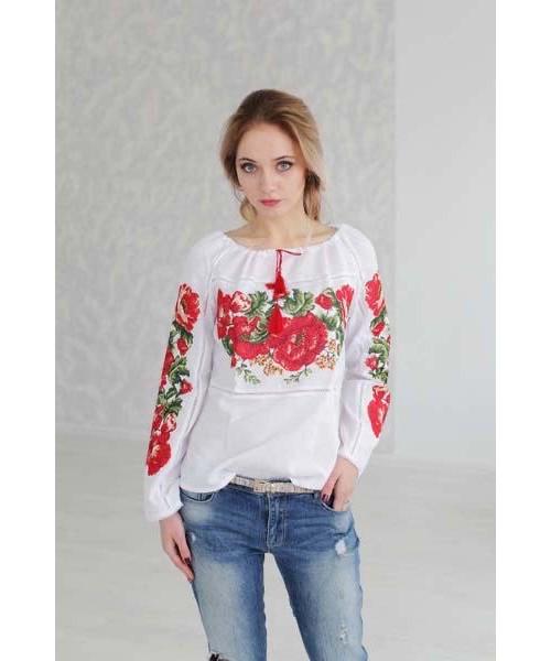 Вышиванка женская с вышивкой Скиба СК2101 с узором р. 40 Белый