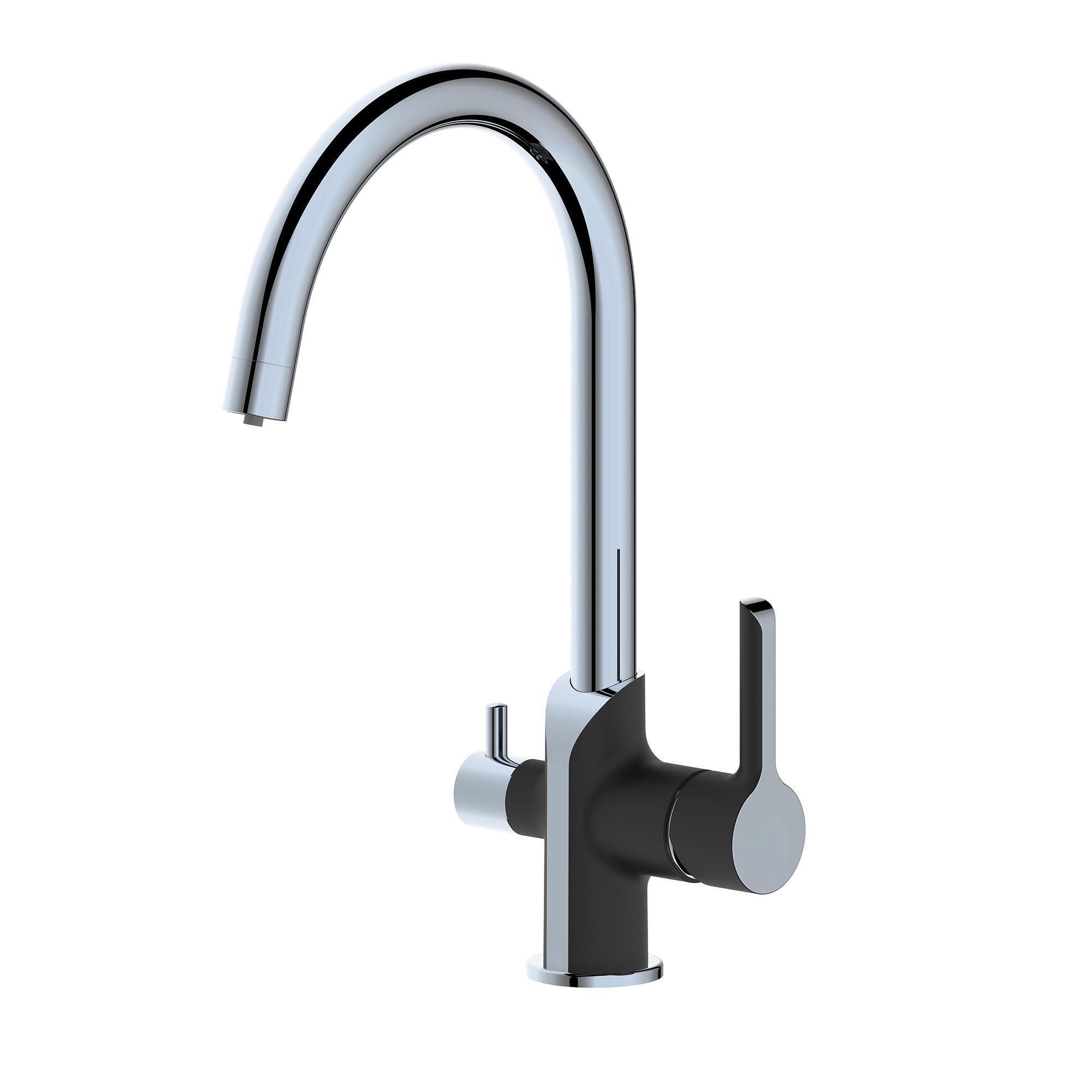 Смеситель для кухни Qtap Grand с подключением для питьевой воды QTGRA362CRB45669 Chrome/Black (SD00051793)