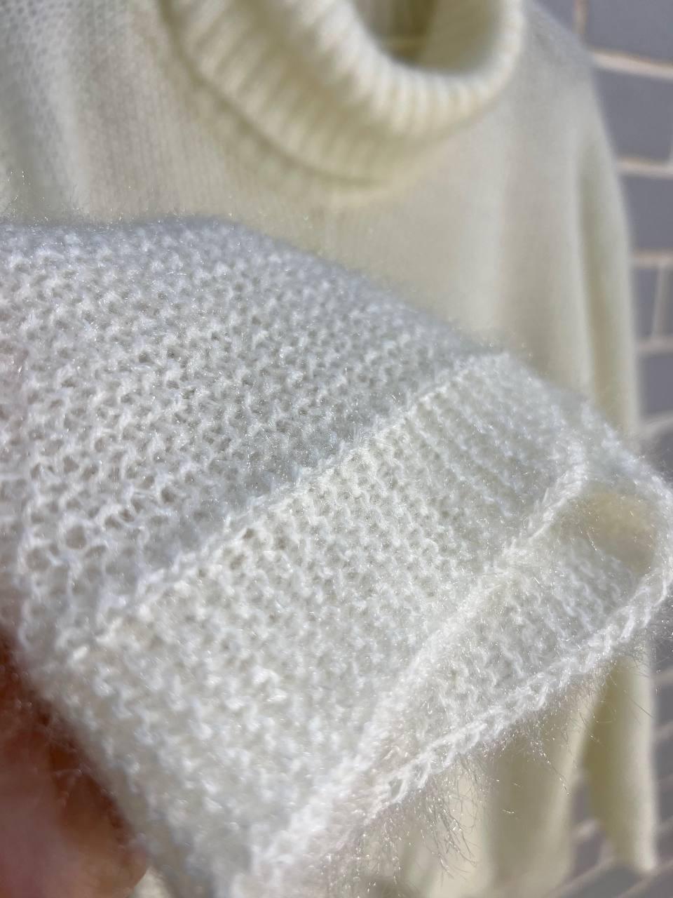 Светр жіночий MY FASHION 3267 павутинка оверсайз широкий комір хомут подовжений р. 44-48 Білий (3116) - фото 9