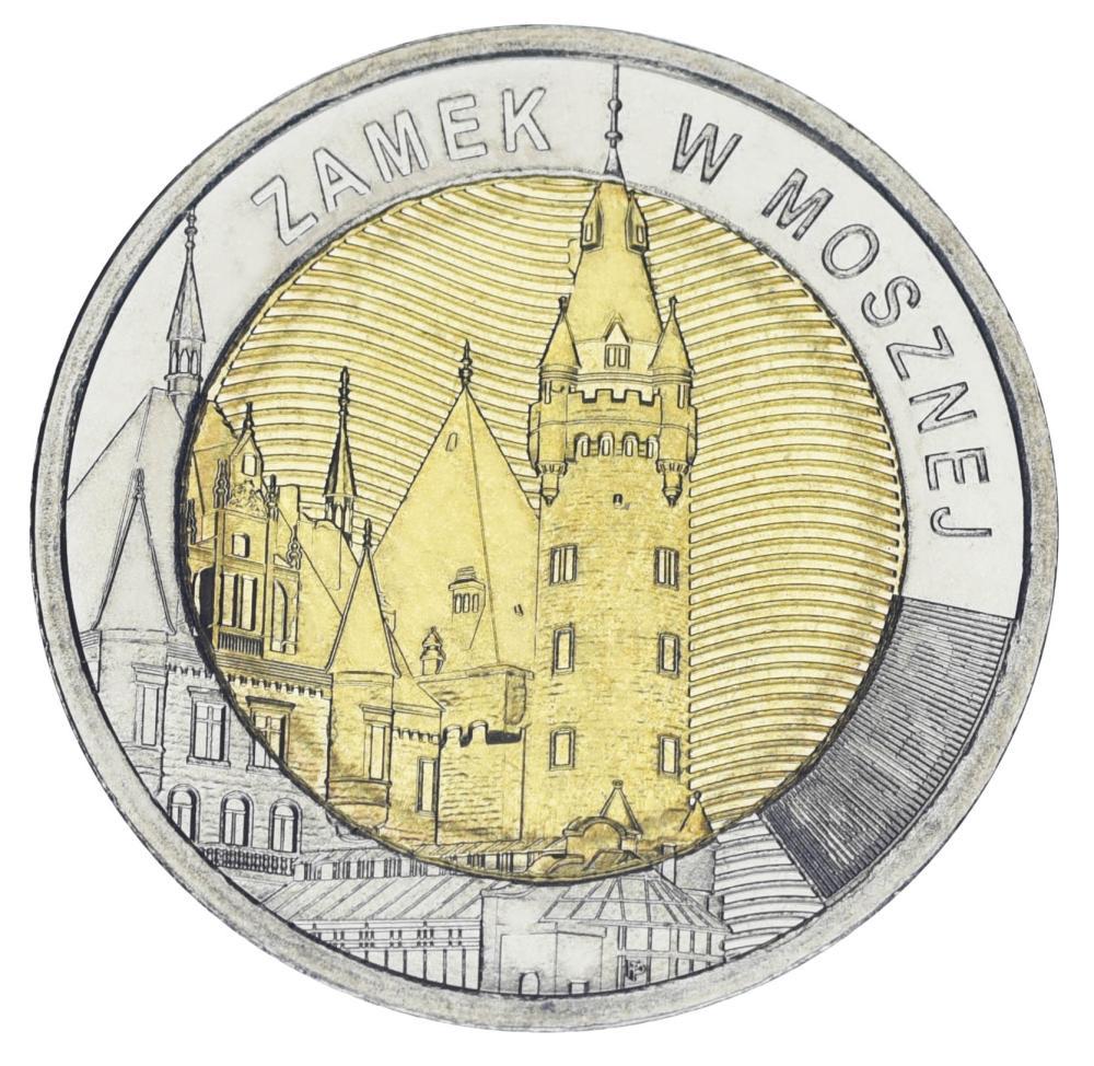 Коллекционная монета Польша 5 злотых 2022 Биметалл UNC Замок Мошна (М19249)